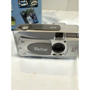 Vivitar ViviCam 3705 3.3MP Digital Camera Silver Tested Powers On w/ Box
